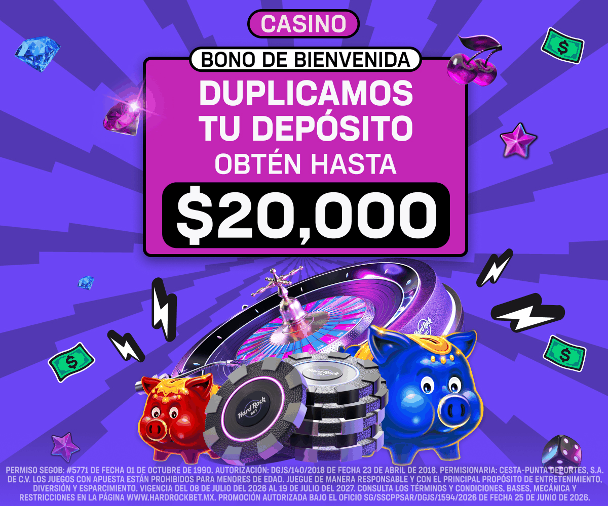 Hard Rock Bet México casino en línea - Bono de bienvenida: duplicamos tu depósito, obtén hasta $20,000 MXN. Aplican términos y condiciones. Solo mayores de 18 años.